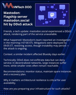 Mastodon: vodeći server mastodon.social pogođen DDoS napadom