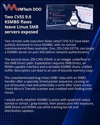 Two critical KSMBD flaws disclosed before Linux kernel fixes