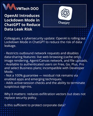 OpenAI Introduces Lockdown Mode in ChatGPT to Reduce Data Leak Risk