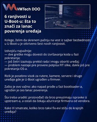 6 ranjivosti u U-Boot-u: šta to znači za lanac poverenja uređaja
