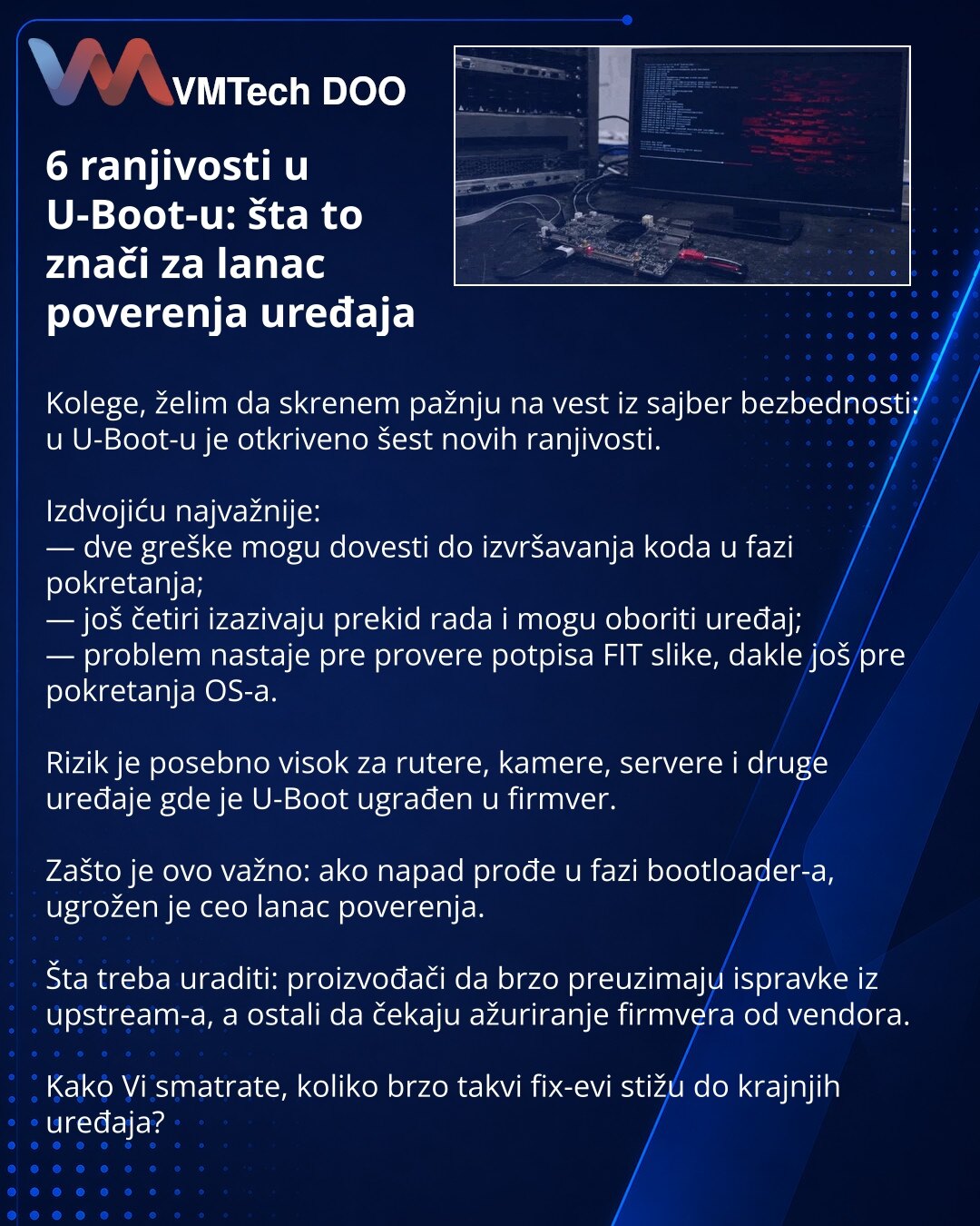 6 ranjivosti u U-Boot-u: šta to znači za lanac poverenja uređaja