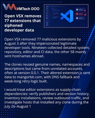 Open VSX удалил 77 расширений-двойников после утечки данных разработчиков