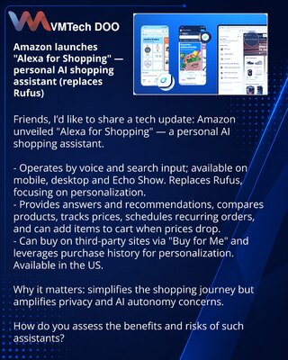 Amazon pokrenuo „Alexa for Shopping“ — personalni AI-asistent za kupovinu (zamena za Rufus)