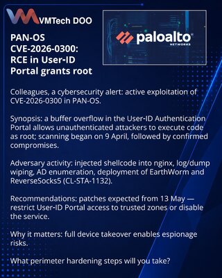 PAN-OS CVE-2026-0300: RCE u User‑ID Portal daje root
