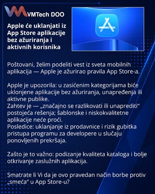 Apple će uklanjati iz App Store aplikacije bez ažuriranja i aktivnih korisnika