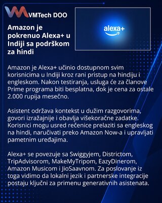 Alexa+ stiže u Indiju uz hindi i lokalne usluge