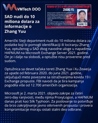 SAD nudi nagradu za informacije o optuženom u HAFNIUM napadima