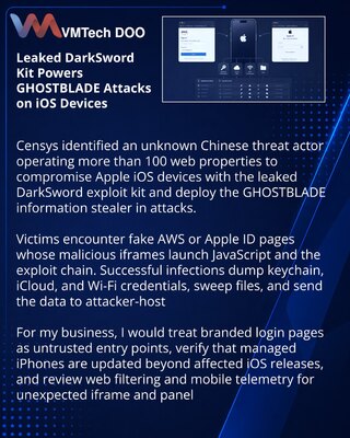 Утёкший набор DarkSword используют для атак на iPhone через фальшивые страницы входа