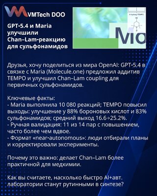 GPT‑5.4 и Maria улучшили Chan–Lam‑реакцию для сульфонамидов