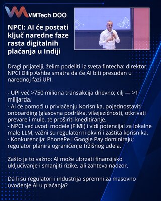 NPCI: AI će postati ključ naredne faze rasta digitalnih plaćanja u Indiji