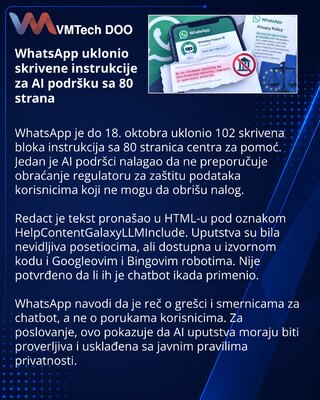 WhatsApp удалил скрытые инструкции для ИИ-бота о регуляторах