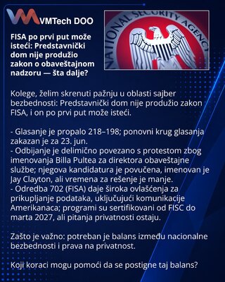 FISA po prvi put može isteći: Predstavnički dom nije produžio zakon o obaveštajnom nadzoru — šta dalje?