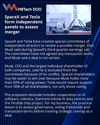 SpaceX and Tesla establish committees for merger review