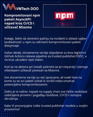 Скомпрометированные npm-пакеты AsyncAPI: атака через CI/CD и загрузчик Miasma