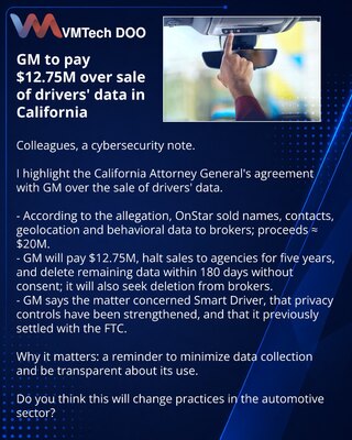 GM to pay $12.75M over sale of drivers' data in California