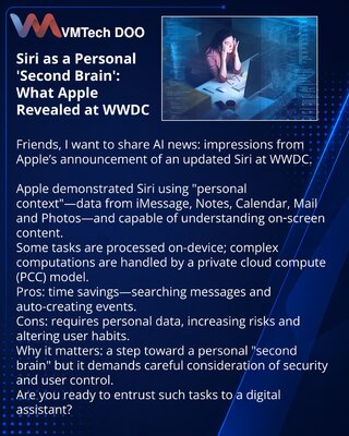 Siri kao lični „drugi mozak“: šta je Apple prikazao na WWDC