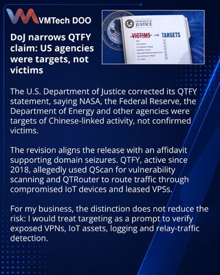 DoJ Revises QTFY Statement on U.S. Agency Cyber Targeting