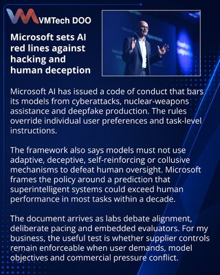 Microsoft AI sets conduct rules for model safety and human control