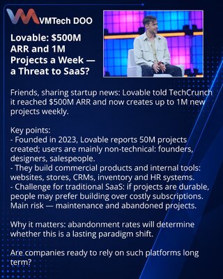 Lovable: $500M ARR i milion projekata nedeljno — pretnja za SaaS?