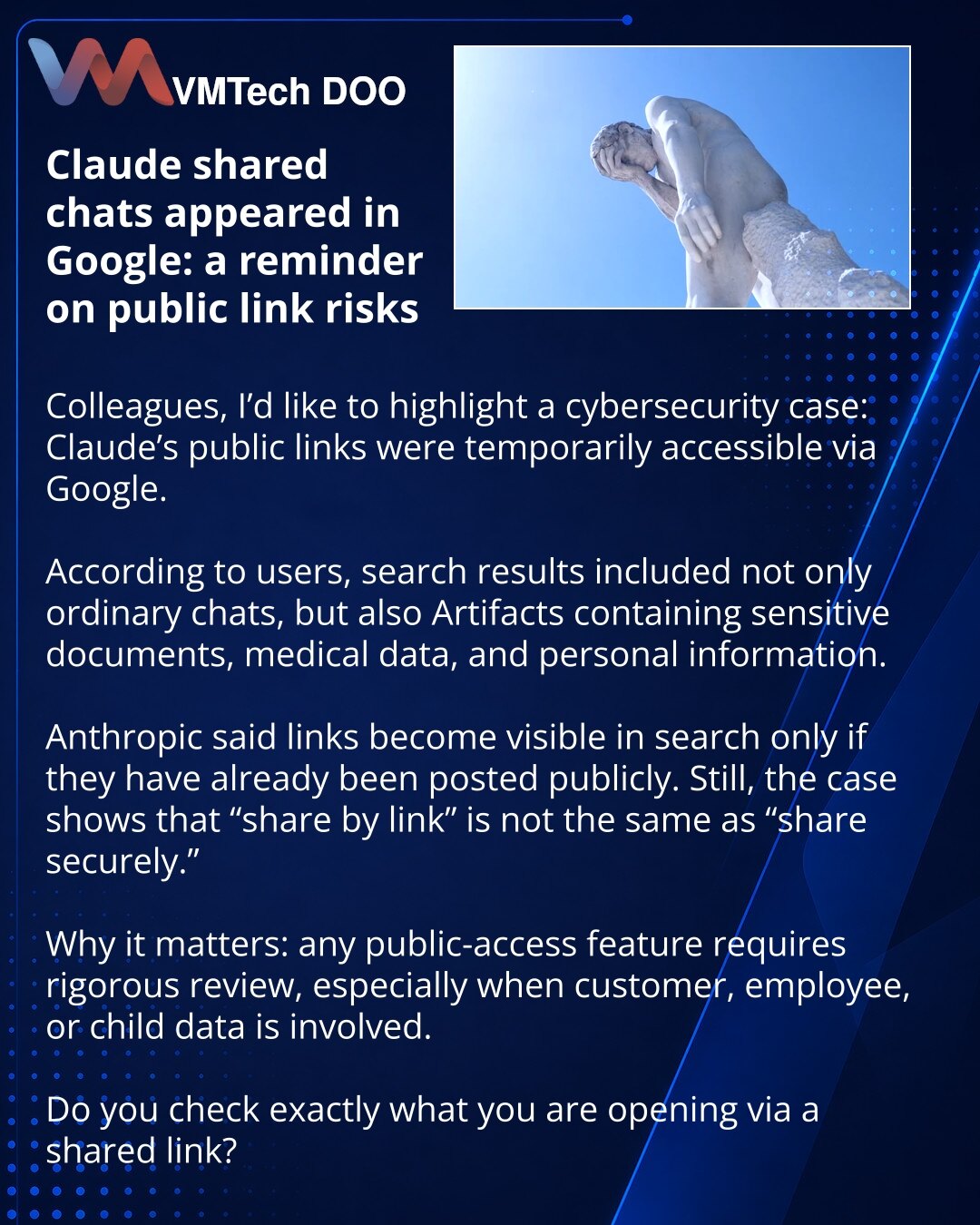 Claude shared chats appeared in Google: a reminder on public link risks