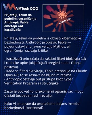 Prijatelji, želim da podelim: ograničenja Anthropic Fable ometaju rad istraživača