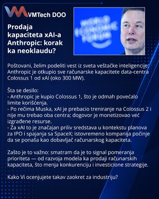 Prodaja kapaciteta xAI-a Anthropic: korak ka neoklaudu?