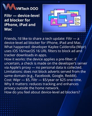Filtr — блокировщик рекламы на уровне устройства для iPhone, iPad и Mac
