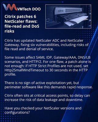 Citrix закрыла 6 уязвимостей NetScaler: риск чтения файлов и DoS