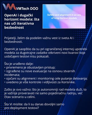 OpenAI i dugački horizont modela: šta nas uči iterativna bezbednost