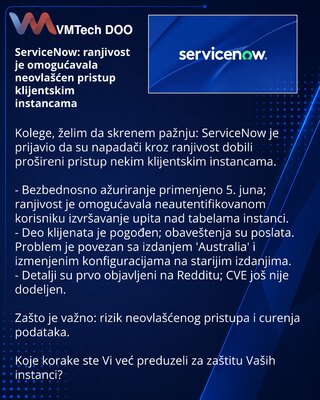 ServiceNow: ranjivost je omogućavala neovlašćen pristup klijentskim instancama