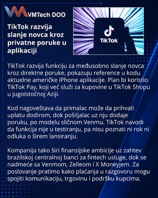 TikTok istražuje slanje novca kroz direktne poruke