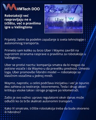Robotaksiji već raspravljaju ne o tržištu, već o pravilima igre u Vašingtonu