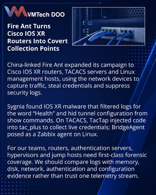 Fire Ant Campaign Targets Cisco Routers and TACACS Servers
