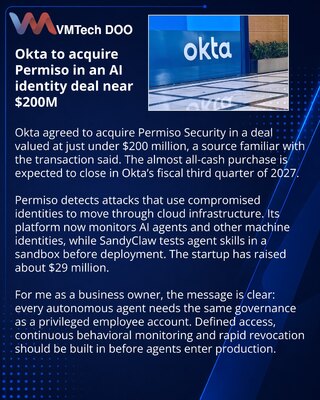 Okta preuzima Permiso u poslu vrednom gotovo 200 miliona dolara