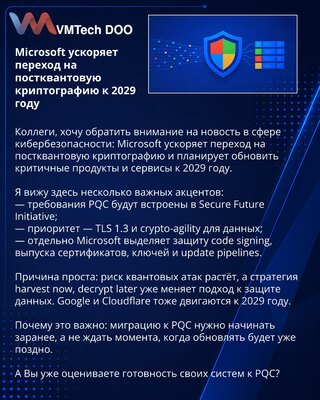 Microsoft ubrzava prelazak na postkvantnu kriptografiju do 2029. godine