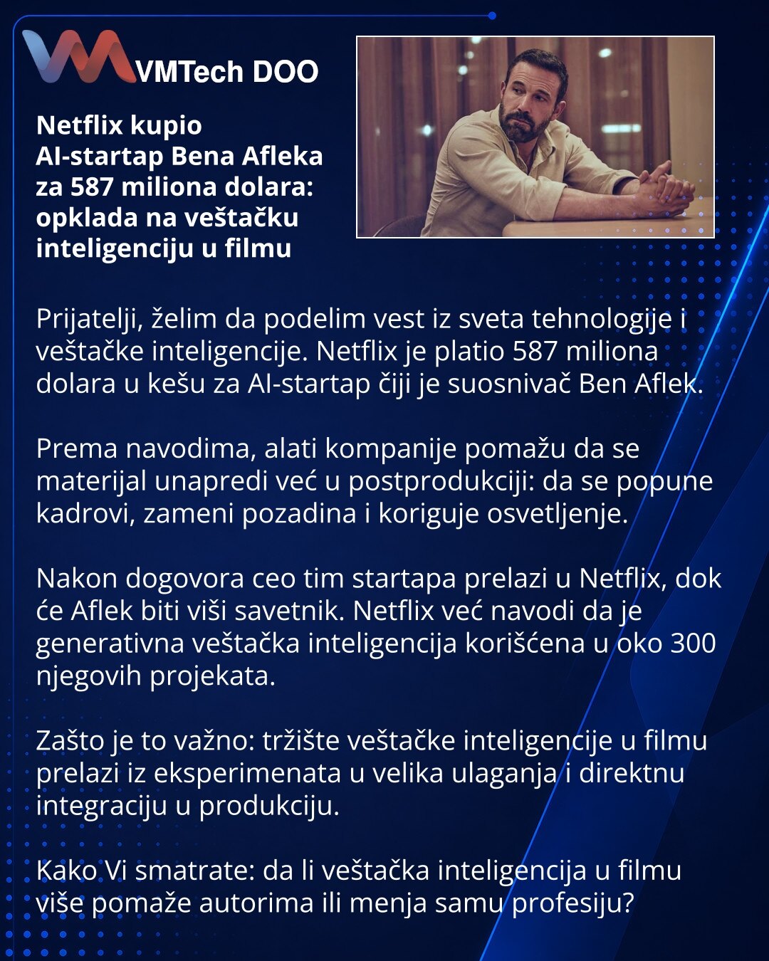 Netflix acquires Ben Affleck-backed AI startup for $587M: a strategic bet on AI in film