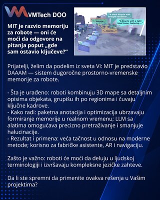 MIT je razvio memoriju za robote — oni će moći da odgovore na pitanja poput „gde sam ostavio ključeve?“