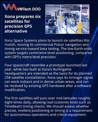 Xona готовит запуск шести спутников для точной альтернативы GPS