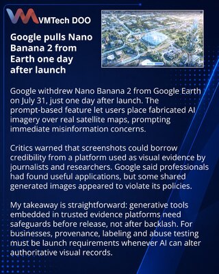 Google откатила Nano Banana 2 в Google Earth через сутки после запуска