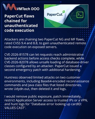 PaperCut NG and MF Bugs Are Being Chained for Remote Code Execution