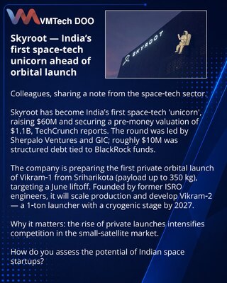 Skyroot — prvi indijski space‑tech jednorog pred orbitalnim lansiranjem