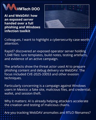 AI and WebDAV: how an exposed server handed over a full phishing and Windows infection toolkit