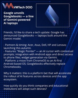 Google predstavio Googlebooks — liniju AI-notebookova na bazi Gemini