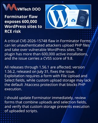 Forminator update fixes critical unauthenticated PHP upload flaw