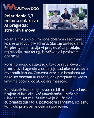 Polar prikupio 5,7 miliona dolara za AI pregledač namenjen radu zasnovanom na znanju