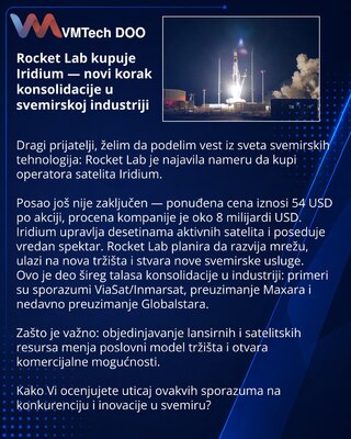 Rocket Lab kupuje Iridium — novi korak konsolidacije u svemirskoj industriji