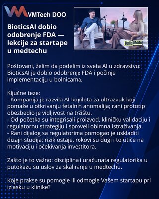 BioticsAI dobio odobrenje FDA — lekcije za startape u medtechu
