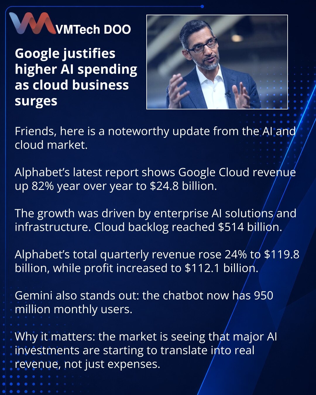 Google opravdava rast troškova za AI zahvaljujući snažnom rastu cloud poslovanja