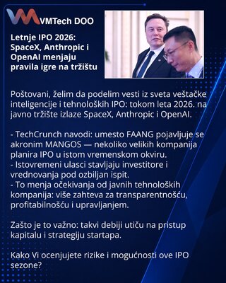 Letnje IPO 2026: SpaceX, Anthropic i OpenAI menjaju pravila igre na tržištu